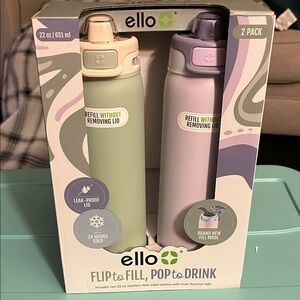 Ello Flip & Fill Water Bottle Set - Green and Purple